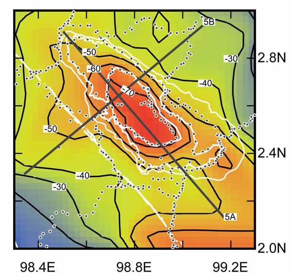 Toba caldera Bouguer gravity anomaly